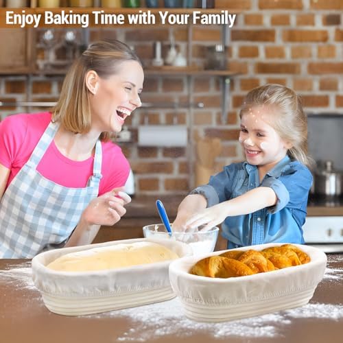 Banneton Bread Proofing Basket Set of 2, 11 Inch Oval Proofing Basket
