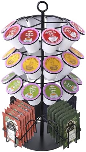 Tea Bag Organizer Compatible with K-Cup Pods, 60-Bag 30-Pod Stand