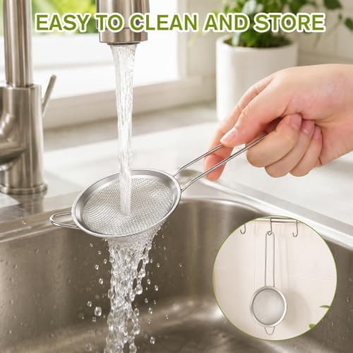 3Pcs Matcha Spoon and Sifter Set, Reusable Small Matcha Strainer
