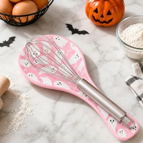 AnyDesign 8.7 Inch Halloween Spoon Rest Boo Ghost Large Ceramic Spoon