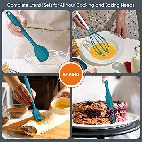E-far Teal Blue 15-Piece Silicone Cooking Utensil Set