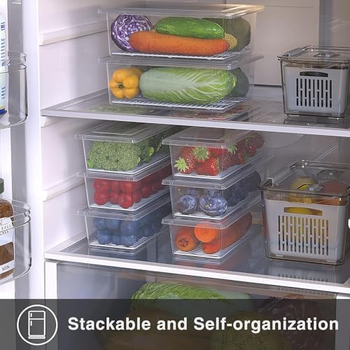 3 Pack 1.5L Fruit Storage Containers with Removable Drain Tray