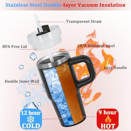 Muwnrol 14 Oz Tumbler with Handle and Straw for Kids, Stainless Steel