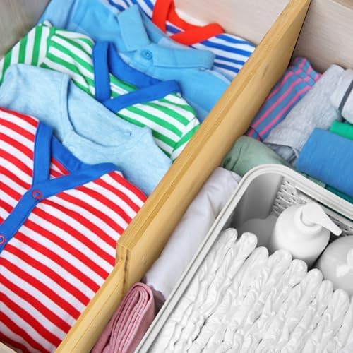 DoubleFill 4 Pcs 6 Inch High Drawer Dividers 15"-22" Adjustable, Wood