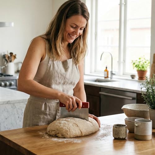 Bench Scraper Stainless Steel Dough with Wooden Handle for Cake Noodle