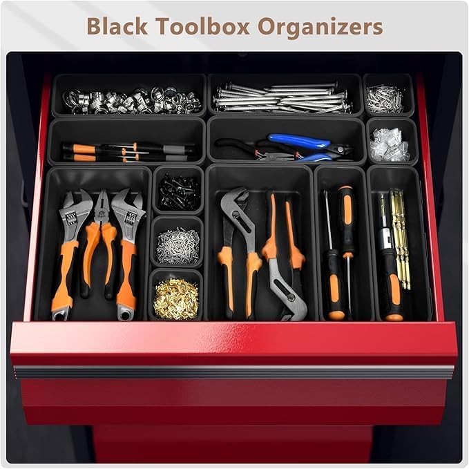 A-LUGEI【Large Size】【5 Pcs】 Tool Box Organizer Tray Divider【Single Size】 Black - Image 3