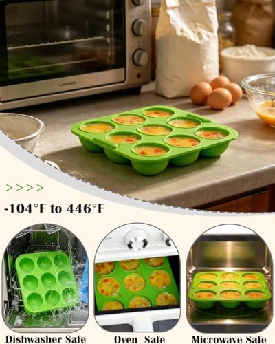 2 Pack Silicone Egg Bite Molds 9-Cavity Silicone Muffin Pans for