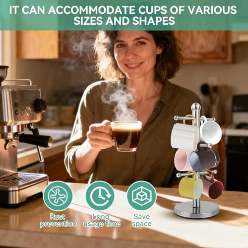 Cyrank Mug Holder, Mug Tree Coffee Cup Tree Coffee Cup Holder Stand