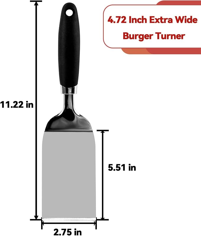 Metal Spatula for Cast Iron Skillet Grill & BBQ, Flat Top Griddle Spatulas for - Image 5
