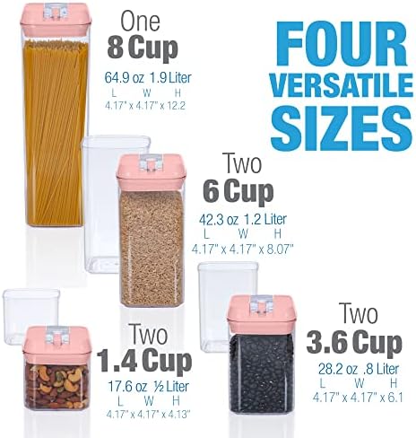 Set of 7 Airtight Food Storage Containers - Pantry Organizer Bins, BPA
