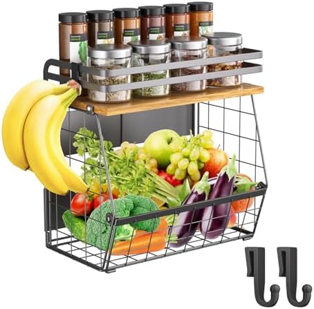 Magnetic Refrigerator Shelf with Wood Lid, Wire Basket
