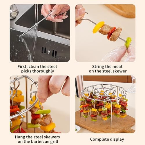 Air Fryer Grill Skewer Rack, 30 Stainless Steel Skewers