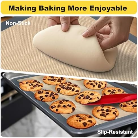 Silicone Baking Mat, 3 Pac Silicone Cookie Sheets for 2 Baking 16.5"L