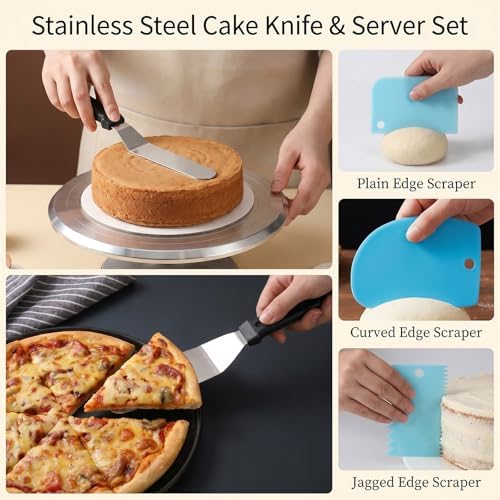 168Pcs Cake Pan Sets for Baking+ Cake Decorating Supplies, 6/8/10 Inch