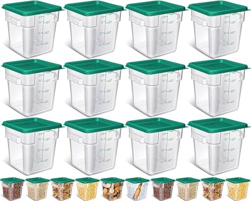 Yungyan 12 Pcs 4 Qt Commercial Food Storage Containers with Lids