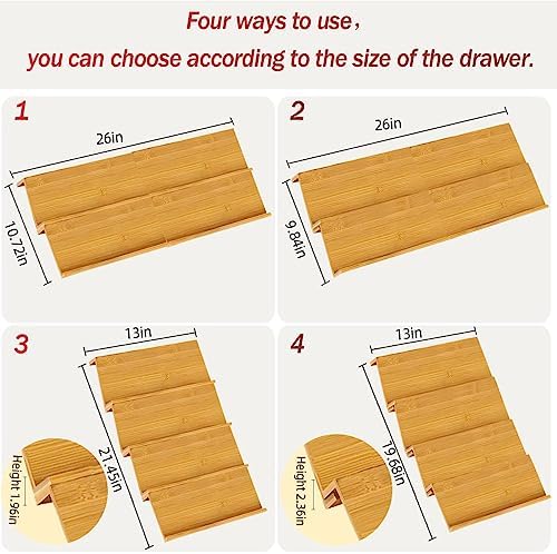 Spice Drawer Organizer Set, Bamboo Spice Rack Tray Kit with 24 Spice