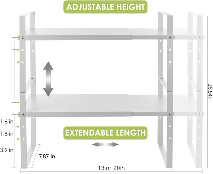 Across-Star Expandable Cabinet Shelf Organizer Rack, Stackable Kitchen Counter - Image 3
