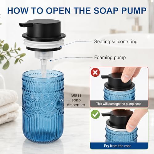 Glass Foaming Hand Soap Dispenser, Refillable Glass Foam Soap