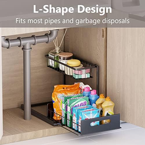 Ceetug Slide-Out Under Sink Organizer, Black, 1 Pack