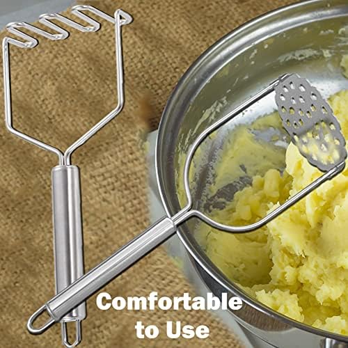 2 Pcs Potato Masher,Stainless Steel Potato Smasher Kitchen Tools and