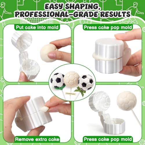 2 Pcs Soccer Cake Pop Mold with 100 Pcs Sticks, Soccer Mold