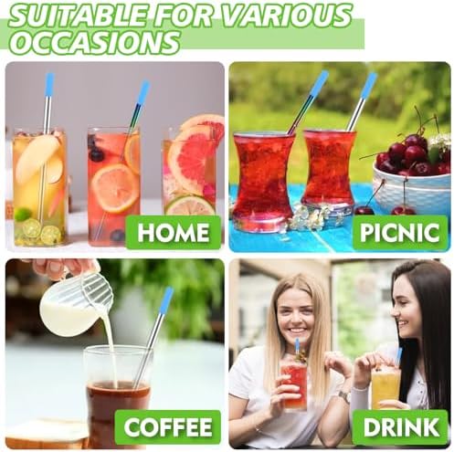 Reusable Straws 5Pack Collapsible Portable Metal Straw Reusable