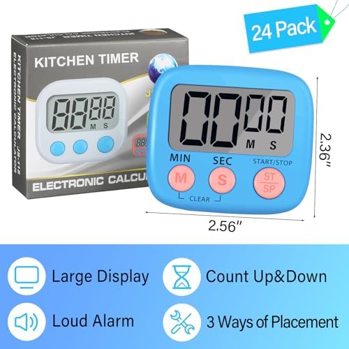 Leumoi 24 Pcs Digital Kitchen Timers, Blue