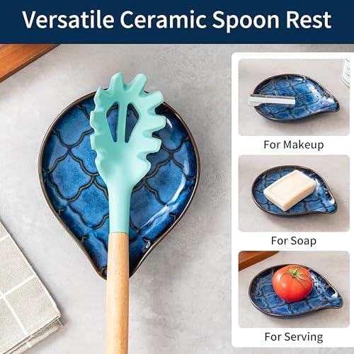 Spoon Rests, 6 inch Large Ceramic Spoon Holder for Kitchen Counter