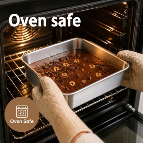 GIUOIDUO 2-Pack 8x8 Inch Baking Pan with Lids - Stainless Steel Square