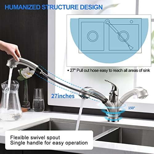 Brushed Nickel Kitchen Faucet with Pull Out Sprayer