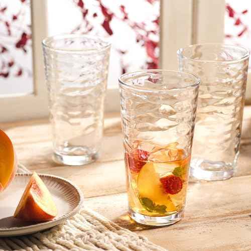 Glaver's Drinking Glasses Set of 4 Highball Glass Cups, 17 Oz. Basic