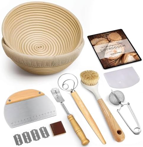 Banneton Bread Proofing Basket Set, 2 Round 9-Inch Baskets