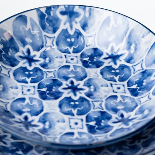 Pasta Bowls Set of 4 – Wide Ceramic Bowls for Pasta, Salads & Noodles