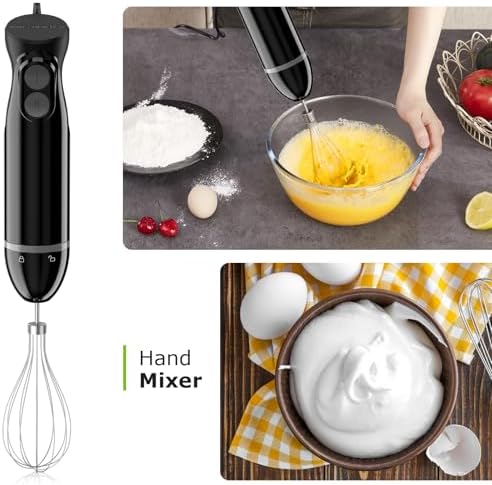 Bonsenkitchen 3-in-1 Immersion Blender Handheld with 2 Mixing Speed