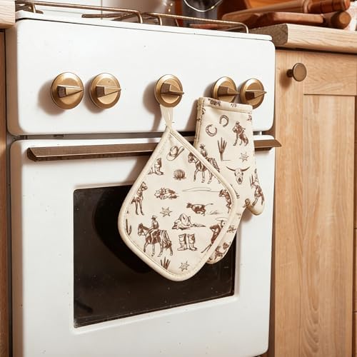 JarThenaAMCS Cowboy Oven Mitts and Pot Holders Set, 4 Pcs