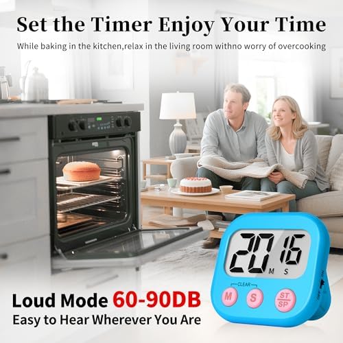 ZILLEEN Digital Kitchen Classroom Timers for Kids Cooking 6pcs Blu Grn