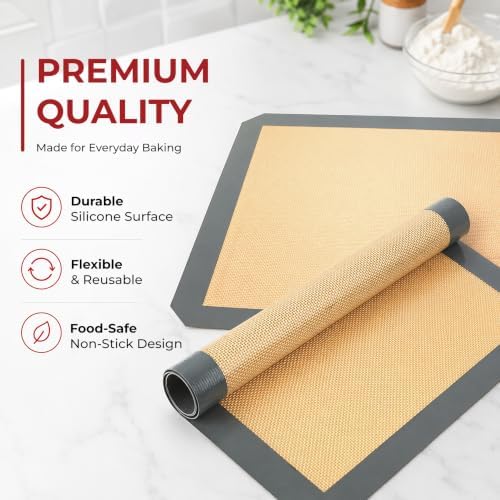 Silicone Baking Mats Half Sheet Non Stick for Oven Reusable 4 Pack