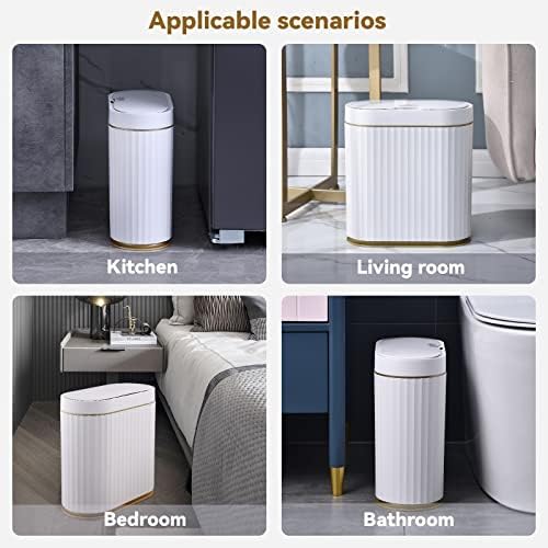 Bathroom Trash Can with Lid, 2.5 Gallon, White