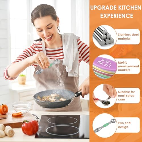 Magnetic Measuring Spoons Stainless Steel Double Sided Teaspoon Easy