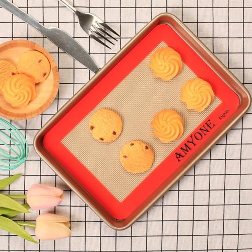 AMYONE 1/8 Sheet Silicone Baking Mats, 2-Piece, 9x7"