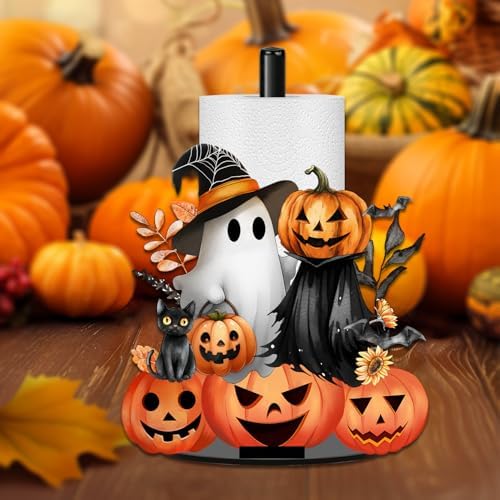 Halloween Decor Paper Towel Holder, Black Ghost