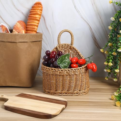 LIOOBO Hanging Wall Baskets: 2pcs Kitchen Storage Woven Washable