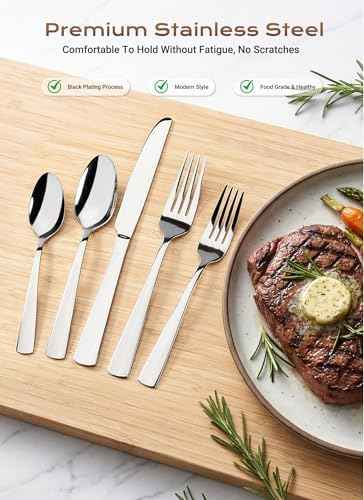Silverware Set for 8, 45 Piece Stainless Steel Kitchen Utensils Cutlery Set