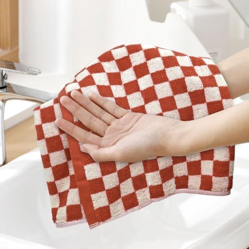 Checkered Hand Towel (13x29 Inches) - Fall Kitchen Towels Pack of 4