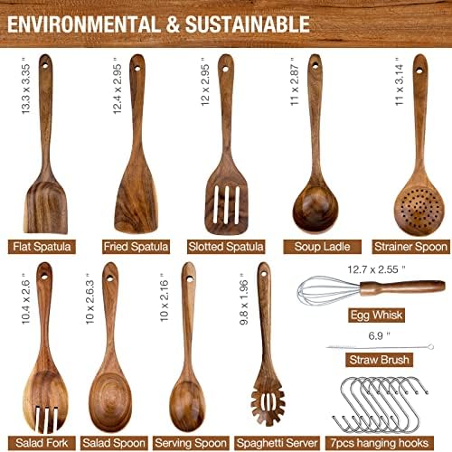 10-Piece Teak Wood Cooking Utensil Set