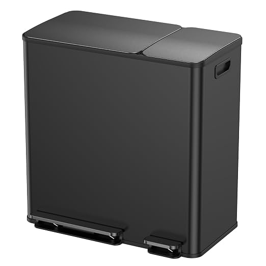 Lovewind Double Trash Can Kitchen, 13+5.5 Gallon Stainless Steel Dual Trash and by LOVEWIND