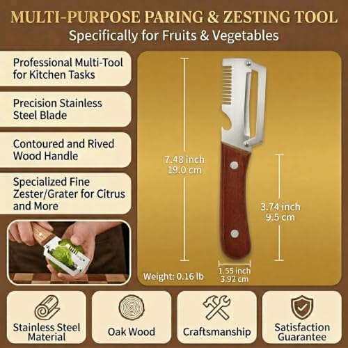 2.5mm Stainless Steel peeler with Wooden Handle - Shredding Knife or