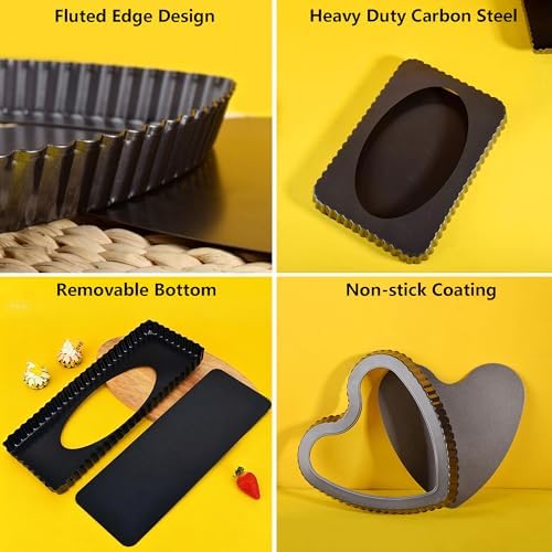 Special Shapes Fruit Tart Pan with Removable Loose Bottom Non-stick