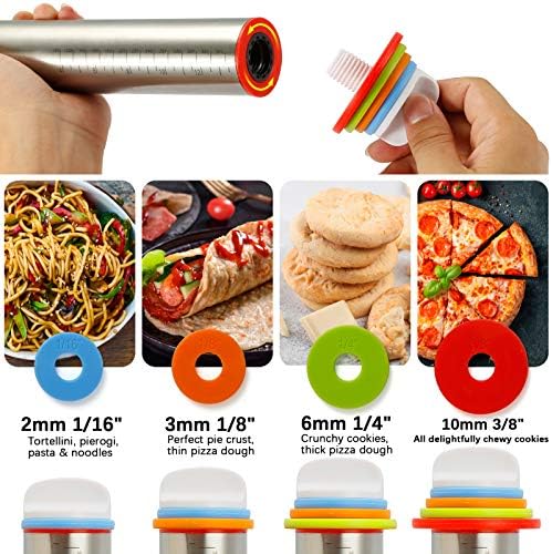 MIKULA Rolling Pin and Silicone Baking Mat Set, Stainless Steel