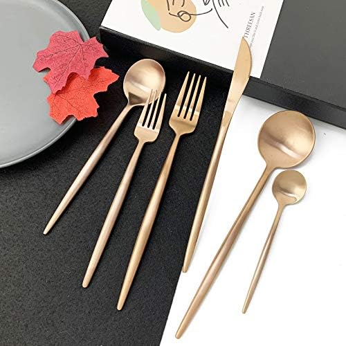 JASHII 18/10 Rose Gold Flatware Silverware Set 304 Stainless Steel